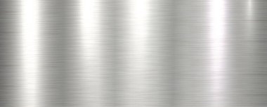 Gümüş fırçalı metal desen arka plan, parlak metalik 3D arka plan, vektör illüstrasyonu.