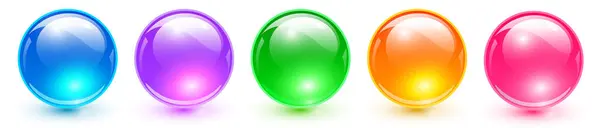 カラースフィアセット 光沢のある光沢のある3Dカラフルなガラスボールコレクション 多色ベクトルイラスト — ストックベクタ