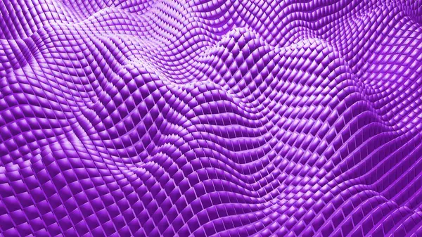 Lila Mosaikhintergrund Wellen Von Quadratischen Formen Technologie Abstrakte Moderne Kulisse — Stockfoto