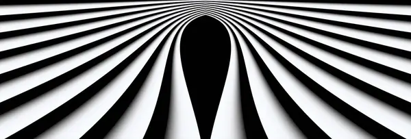 3Dラインパターン 対称アーキテクチャ 最小限のストライプベクトルの背景を持つ抽象的な黒と白の背景 — ストックベクタ