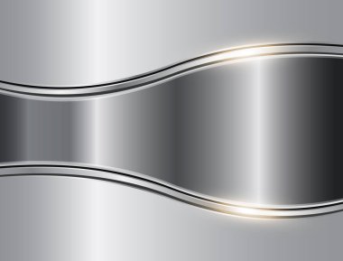 Gümüş rengi gri dalgalı iş geçmişi, zarif 3d metal vektör illüstrasyonu.
