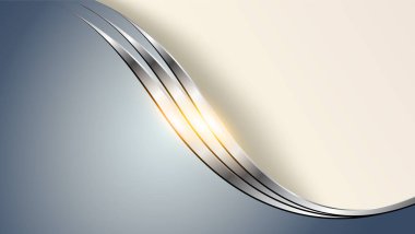 Parlak metal dalgalı gümüş mavisi soyut iş geçmişi, üç boyutlu vektör illüstrasyonu.