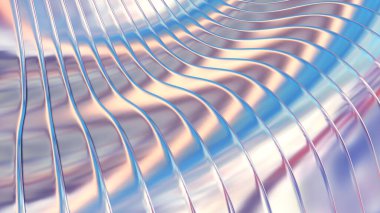 Soyut metalik arkaplan, 3 boyutlu yanardöner metal parlak çizgili desen, ilginç çizgili duvar kağıdı, resimleme.