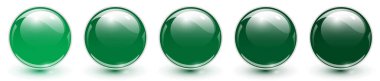 Cam toplar yeşil, 3D parlak küreler koleksiyon, vektör illüstrasyonu.