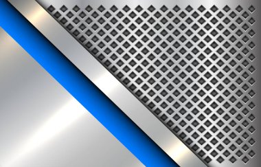 Arkaplanda gümüş mavisi metalik, parlak teknoloji vektör tasarımı.