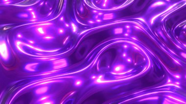 Sıvı mor krom dalgalar arka plan, parlak ve parlak metal desen dokusu, ipeksi üç boyutlu resimleme.
