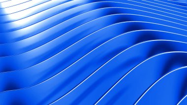 Mavi çizgili şablon arkaplan, 3d satır tasarımı, iş sunumu için soyut minimal metalik arkaplan 3d resimleme.