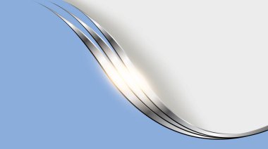 Parlak metal dalgalı gümüş mavisi soyut iş geçmişi, üç boyutlu vektör illüstrasyonu.