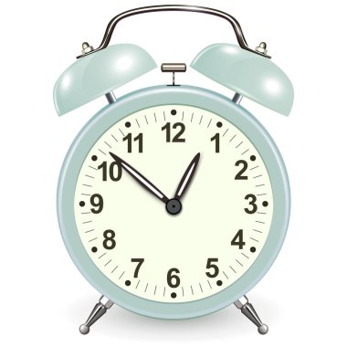 Alarm saati izole, retro vintage biçim simgesi, eski biçim tasarımı, vektör illüstrasyonu.