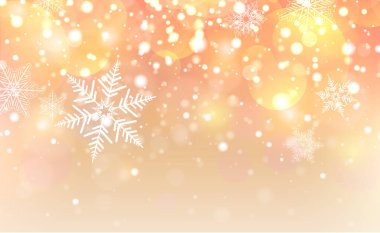 Kar taneleri, bokeh ve ışıklarla Noel arkaplanı, kış sihirli arka planı, vektör illüstrasyonu