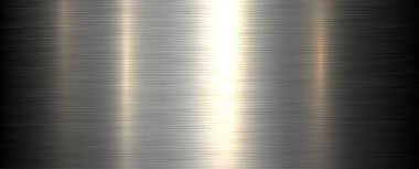 Gümüş fırçalı metal desen arka plan, parlak metalik 3D arka plan, vektör illüstrasyonu.
