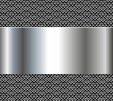 Gümüş krom metal arka plan, parlak metalik tasarım ilginç delikler desenli, vektör illüstrasyonu.