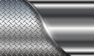 Metal background shiny silver chrome metallic with diamond plate pattern, silver polished steel texture wallpaper 3d vector illustration. clipart