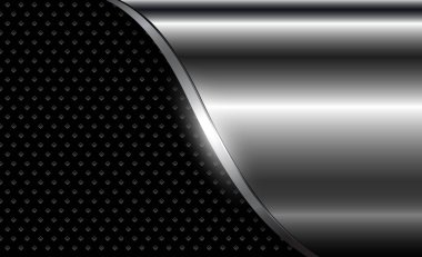 Metal arka plan parlak gümüş krom metalik yarım ton nokta desenli, gümüş cilalı çelik desenli duvar kağıdı 3d vektör çizimi.