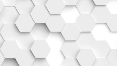 Beyaz altıgen geometrik arkaplan, en az bal peteği desenli duvar kağıdı, 3D resimleme