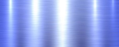 Fırçalanmış metal doku arka planı, parlak mavi metalik desen 3d arkaplan, vektör illüstrasyonu.