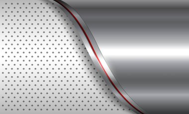 Metal arka plan parlak gümüş krom metalik yarım ton nokta desenli, gümüş cilalı çelik desenli duvar kağıdı 3d vektör çizimi.