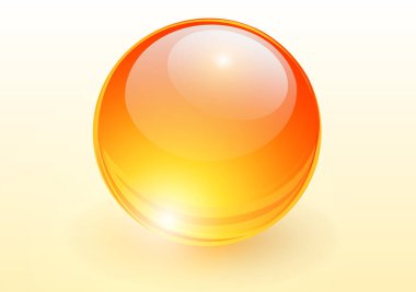 Cam turuncu top, 3 boyutlu parlak küre arkaplan, vektör illüstrasyon