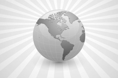 Soyut iş geçmişi, toprak küresi ile beyaz gri, üç boyutlu vektör illüstrasyonu.