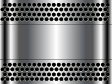 Metal arka plan parlak gümüş krom metalik yarım ton nokta desenli, gümüş cilalı çelik desenli duvar kağıdı 3d vektör çizimi.