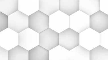 Beyaz altıgen geometrik arkaplan, en az bal peteği desenli duvar kağıdı, 3D resimleme
