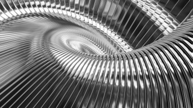 Gümüş çizgili arkaplan, 3D çizgiler tasarımı, iş sunumu için soyut dalgalı arkaplan, 3D resimleme.