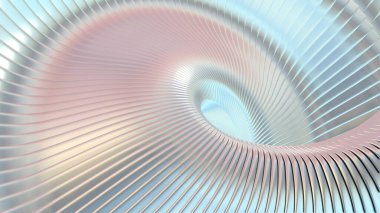 Soyut yanardöner çizgili arka plan, dalgalı çizgiler, ilginç sarmal mimari duvar kağıdı, 3D çizim.