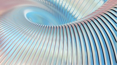 Soyut yanardöner çizgili arka plan, dalgalı çizgiler, ilginç sarmal mimari duvar kağıdı, 3D çizim.