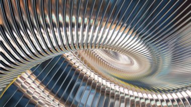 Gümüş krom arka plan çizgileri 3d dalgalı desen, zarif soyut çizgili sarmal desen duvar kağıdı, çizim illüstrasyon.