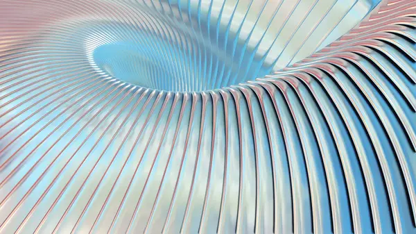 Soyut yanardöner çizgili arka plan, dalgalı çizgiler, ilginç sarmal mimari duvar kağıdı, 3D çizim.