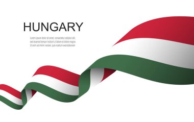 El sallayan kurdele üzerinde Macaristan bayrağı, Macaristan Bağımsızlık Günü Vektör İllüstrasyonu.