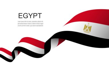 Mısır bayrağı sallanan kurdele, Mısır Bağımsızlık Günü Vektör İllüstrasyonu.