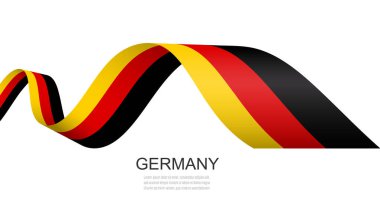 Dalgalı bir kurdele üzerinde Alman bayrağı, Almanya Bağımsızlık Günü konsept tasarımı, vektör illüstrasyonu.