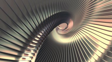 Altın çizgili arkaplan, 3D çizgiler tasarımı, iş sunumu için soyut altın dalgalı arkaplan, 3D resimleme.