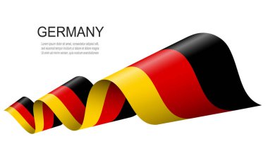 Dalgalı bir kurdele üzerinde Alman bayrağı, Almanya Bağımsızlık Günü konsept tasarımı, vektör illüstrasyonu.