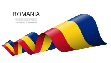 Romanya el sallayan bir kurdele, Romanya 'nın Bağımsızlık Günü konsept tasarımı ve vektör illüstrasyonunda bayrak salladı.