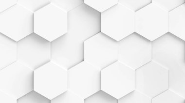 Beyaz altıgen geometrik arkaplan, en az bal peteği desenli duvar kağıdı, 3D resimleme.