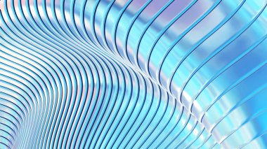 Soyut yanardöner çizgili arka plan, dalgalı mor çizgili desen, ilginç sarmal mimari asgari duvar kağıdı, 3D çizim.