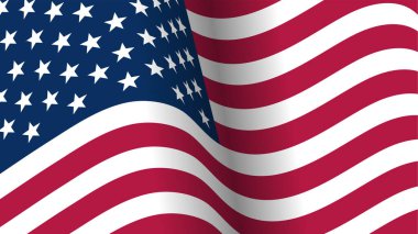 Amerika Birleşik Devletleri 'nin sallanan bayrağı, Bağımsızlık Günü için ABD bayrağı tasarımı, 3D vektör illüstrasyonu.