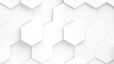 Beyaz altıgen geometrik arkaplan, en az bal peteği desenli duvar kağıdı, 3D resimleme.