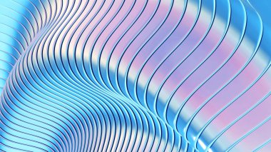 Soyut yanardöner çizgili arka plan, dalgalı mor çizgili desen, ilginç sarmal mimari asgari duvar kağıdı, 3D çizim.