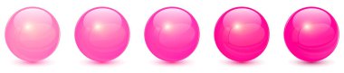 Cam toplar pembe, 3D parlak küreler koleksiyon, vektör illüstrasyonu.