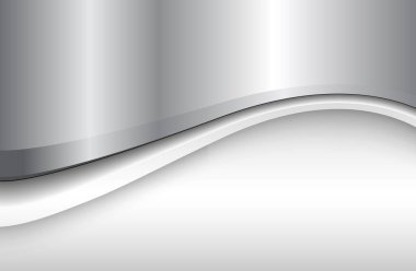 Gümüş gri soyut arkaplan 3 boyutlu metalik duvar kağıdı, vektör illüstrasyonu.