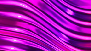 Mor mavi metal arka plan, parlak ve parlak krom metal desen dokusu, ipeksi sıvı matalik dalgalar, 3D çizim.