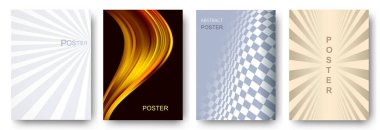Soyut iş afişi arka plan vektörü seti. Minimalist kapak şablonu dinamik iş soyut posterleri ile. Sosyal medya, kapak, afiş, el ilanı, müzik, reklamlar, vektör illüstrasyonu için tasarım.