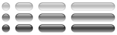Buttons gray isolated, shiny glass navigation button set for website, 3D vector illustration.