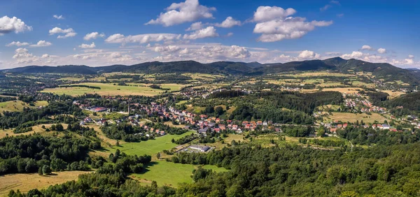 Panorama Gluszyca Ville Basse Silésie Montagnes Suche Sowie — Photo