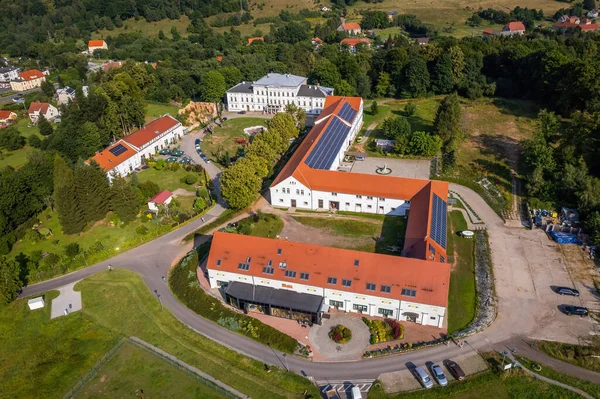 Jedlinka Slott Och Hotell Polen Flygfoto — Stockfoto