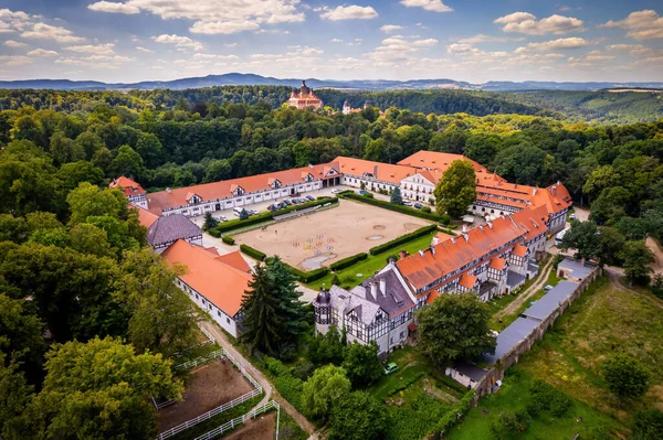 Жеребец Замок Ксяце Польша Фото Воздуха — стоковое фото