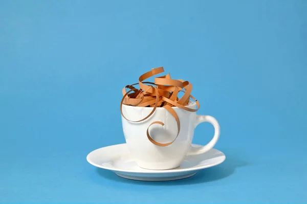 Filigran Kağıt Dalgalar Şekiller Den Köpüklü Soyut Kahve Fincanı — Stok fotoğraf